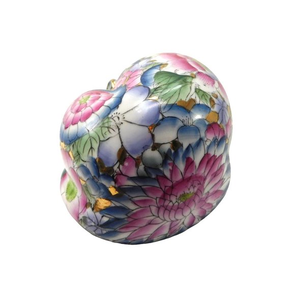 Vintage Peony Flowers Sleeping Cat Figurine Kutani Style Hand Painted 9.75" - Picture 8 of 9